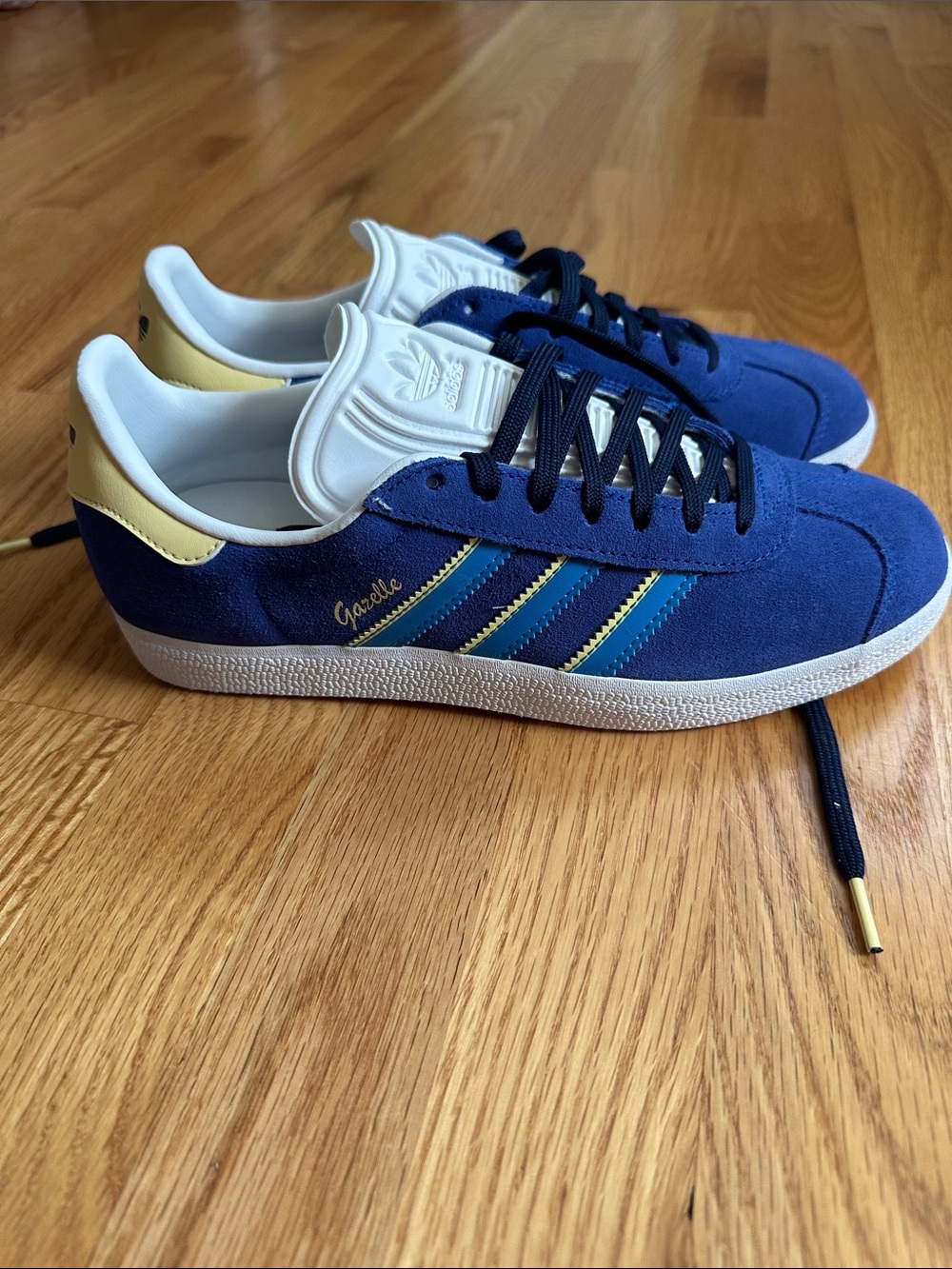 adidas Gazelle royal blue Suede Sneakers with Gold Heel Tab